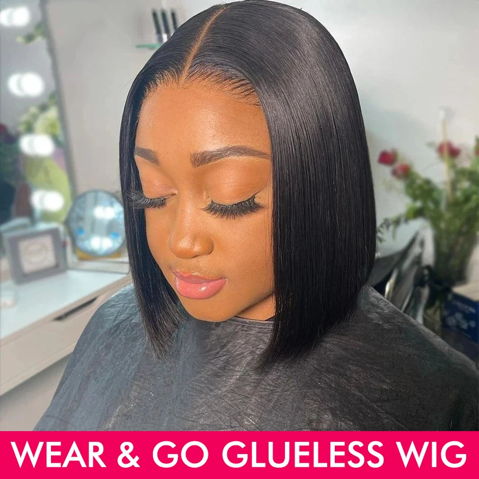 Wear & Go Bob Wig – Straight Glueless Human Hair