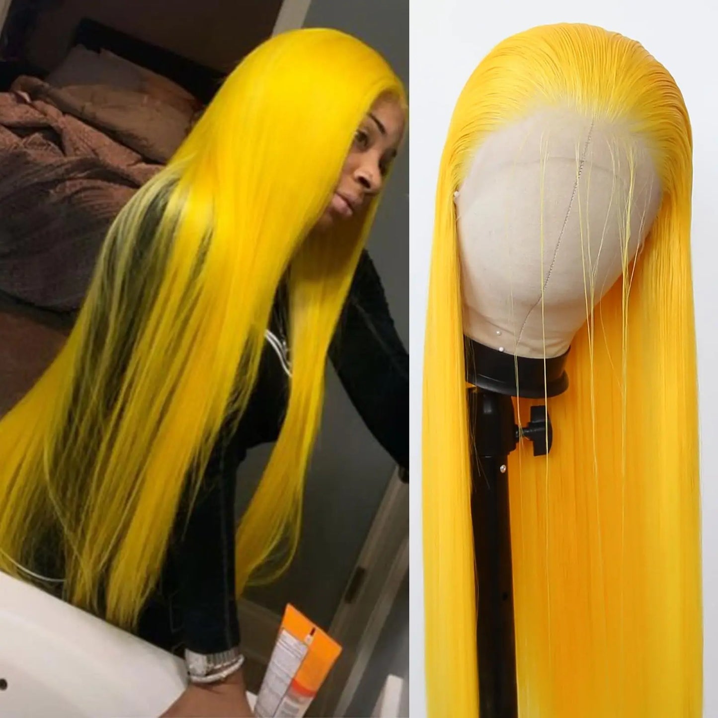 34 Inch Yellow straight 13x6 lace front wigs human hair Wigs For Women 13x4 Bone Brazilian Straight Lace Front Human Hair Wigs