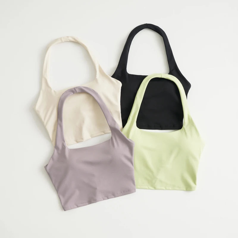 Sexy Halter Padded Athletic Sport Bra Women Backless Workout Gym Yoga Crop Top Fitness Bra with Built In Bra