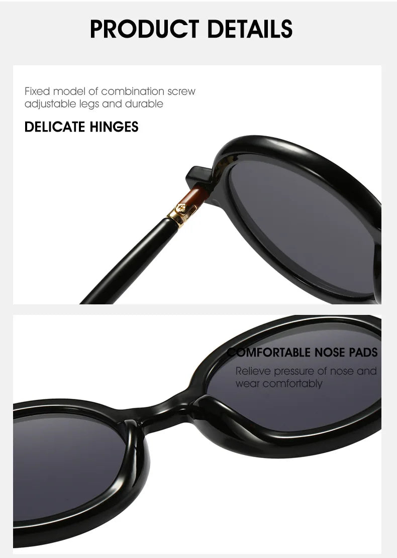 Retro Gray Pink Lens Round Sunglasses Women 2025 Brand Trendy Shiny Circle Frame Men Spectacle Plain Eyewear Shades Sun Glasses