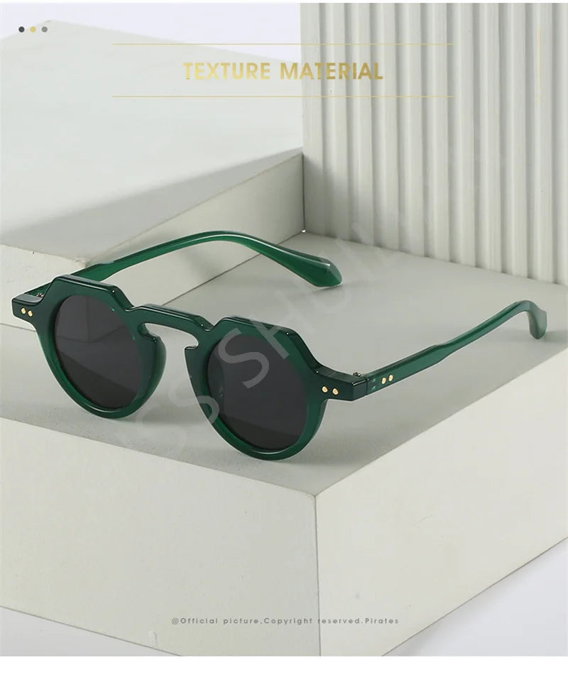 Ins Popular Fashion Small Round Sunglasses Women Retro Rivets Decoration Shades Eyeglasses UV400 Men Clear Lens Sun Glasses 2025