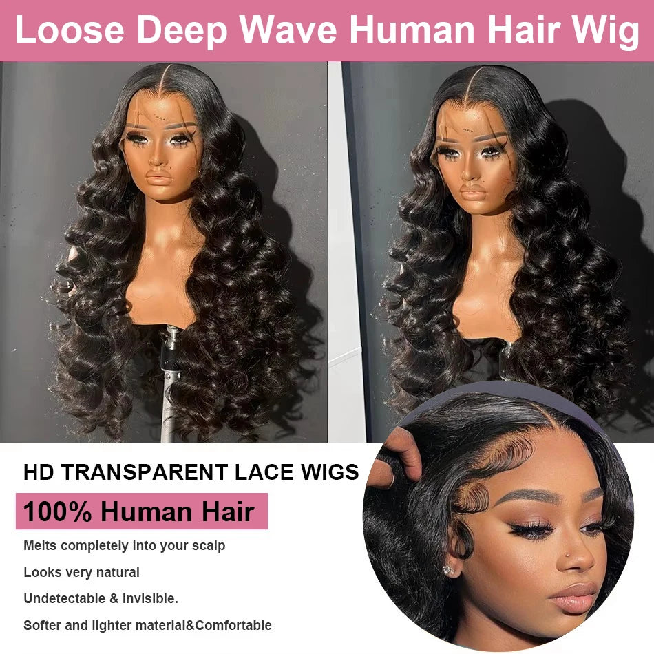 42 40 Inches Curly Wigs 100% Human Hair 13x6 Hd Lace Frontal Wig Brazilian Loose Deep Wave 4x4 Lace Closure Wigs Pre Plucked