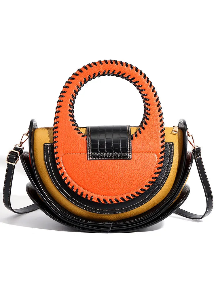 High Quality Woven Leather Vintage women's handbag Multi-layer