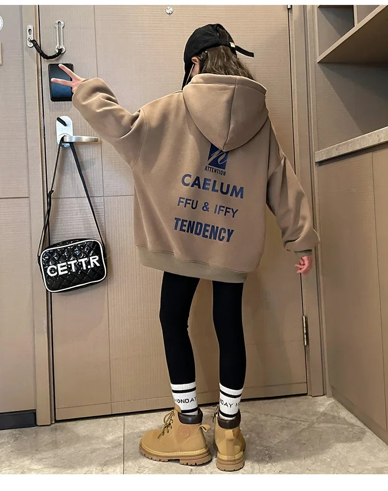 2025 girls clothes autumn winter sweatshirt bear t-shirt hooded + stretch pants leggings teens children set 8 9 10 11 12 year