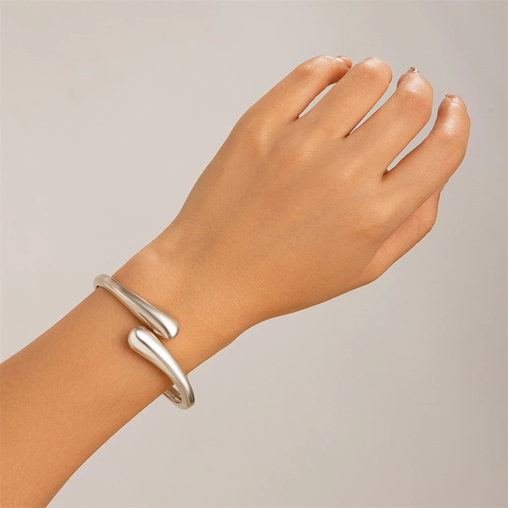 Women's Chunky Metal Bangle Gold Silver Twisted Cuff
