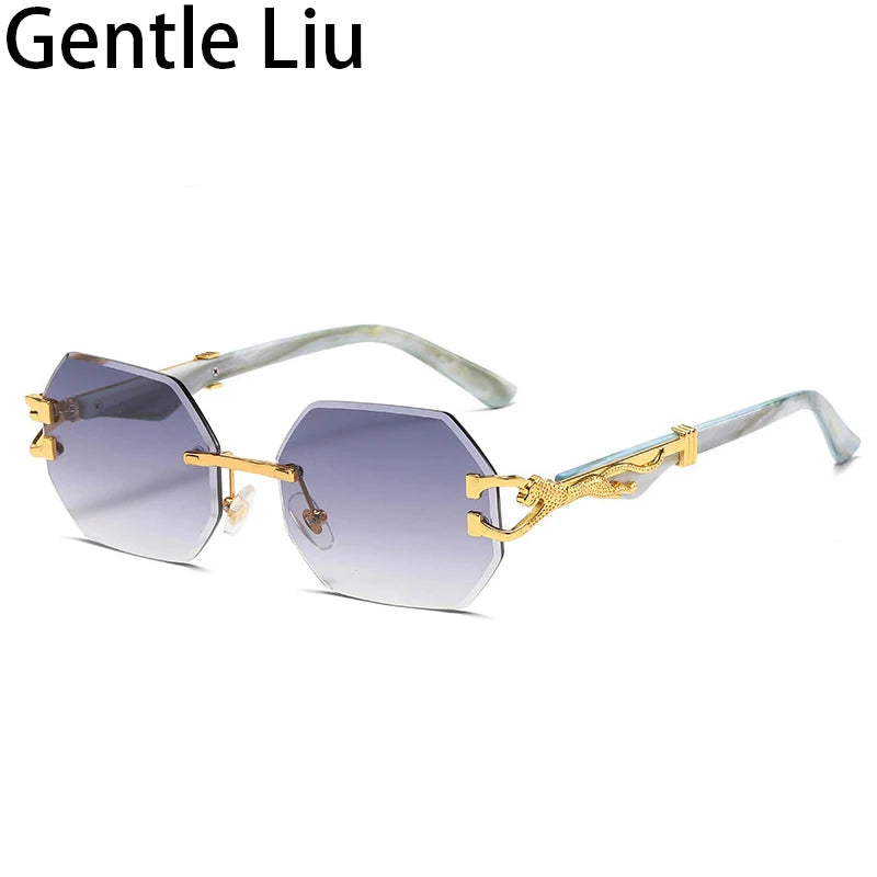 Small Frame Hexagon Rimless Sunglasses Men Retro Frameless Sun Glasses for Women 2025 Luxury Brand Square Eyewear UV400 Shades