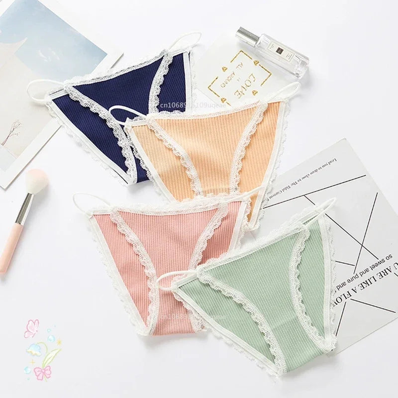 2025 Sexy Thong Sports Comfortable Briefs String Female Lingerie Simple Cotton Sexy Women Underwear Cute Lace Seamless Panties