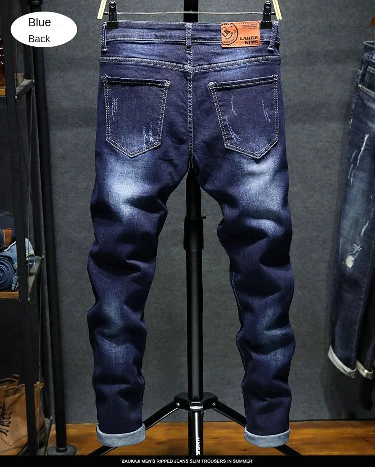 New Spring Autumn Korean Fashion Stretch Denim Boys Boyfriend Jeans Designer Clothes Skinny Trousers Male Slim Blue Ripped Pants