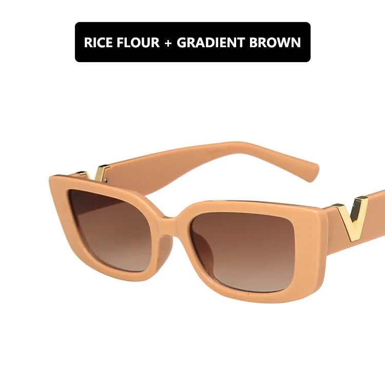 Retro Rectangle Sunglasses Women Small Frame