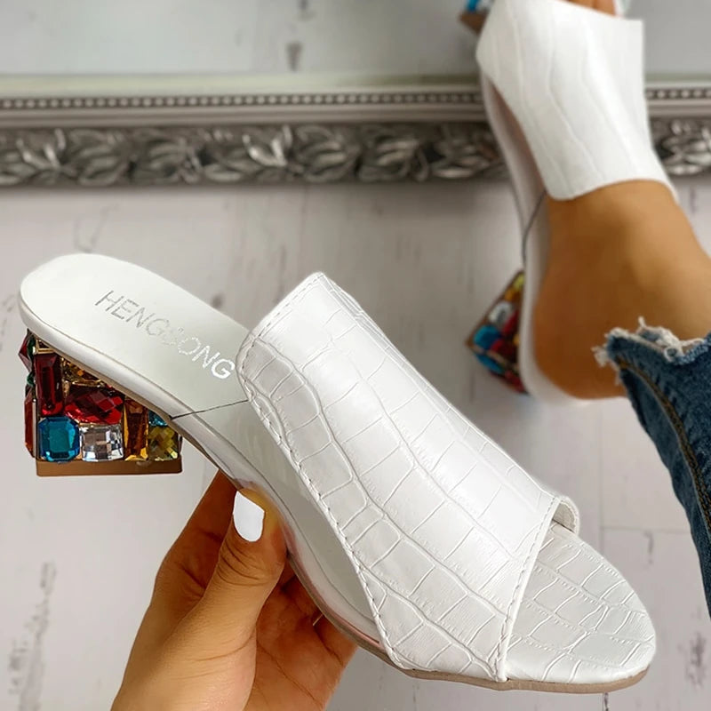 New Spring Summer Open Toe Women Crystal Sandals