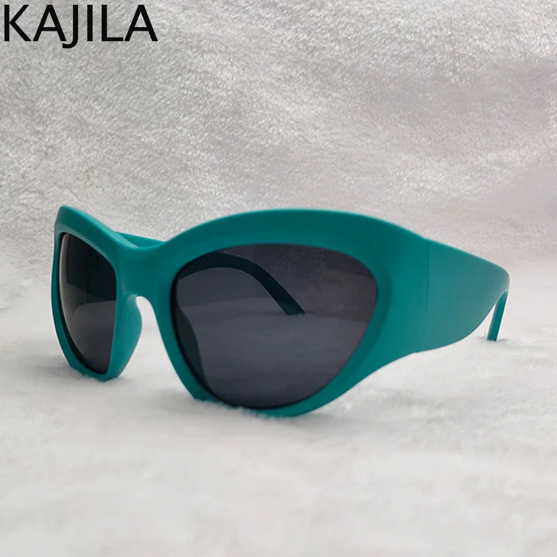 Cyber Y2K Punk Sport Cat Eye Sunglasses Women 2025 Luxury Brand Retro 2000's Wrap Around Sun Glasses Lady UV400 Eyewear Shades