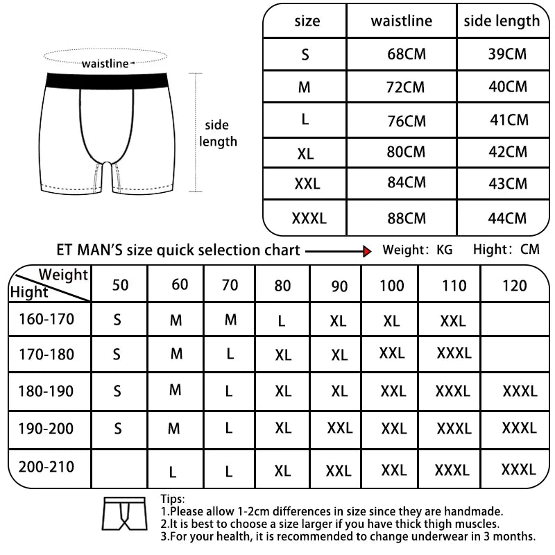 1PC Men's Underwear Sexy Print Boxer Cueca Man Lingerie Men Panties Boxershorts Boxerbriefs Boxers Briefs Shorts Plus Size