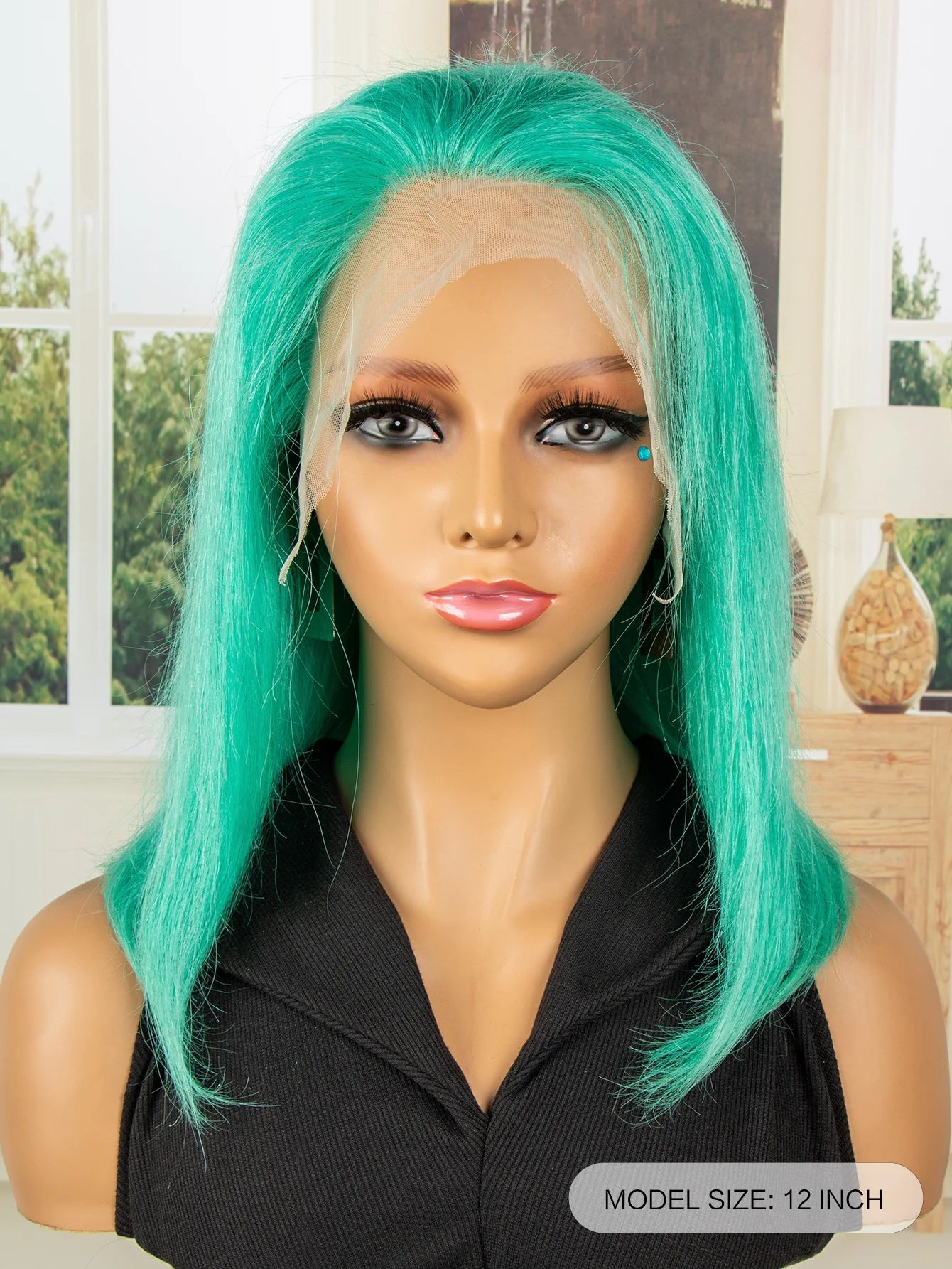 Mint Green Bob Wig Human Hair 200% Density 13x4 Transparent Straight Lace Front Wigs Pre Plucked with Baby Hair for Black Women