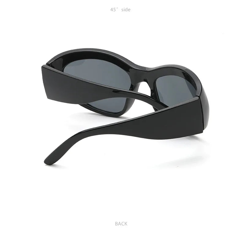 Cyber Y2K Punk Sport Cat Eye Sunglasses Women 2025 Luxury Brand Retro 2000's Wrap Around Sun Glasses Lady UV400 Eyewear Shades