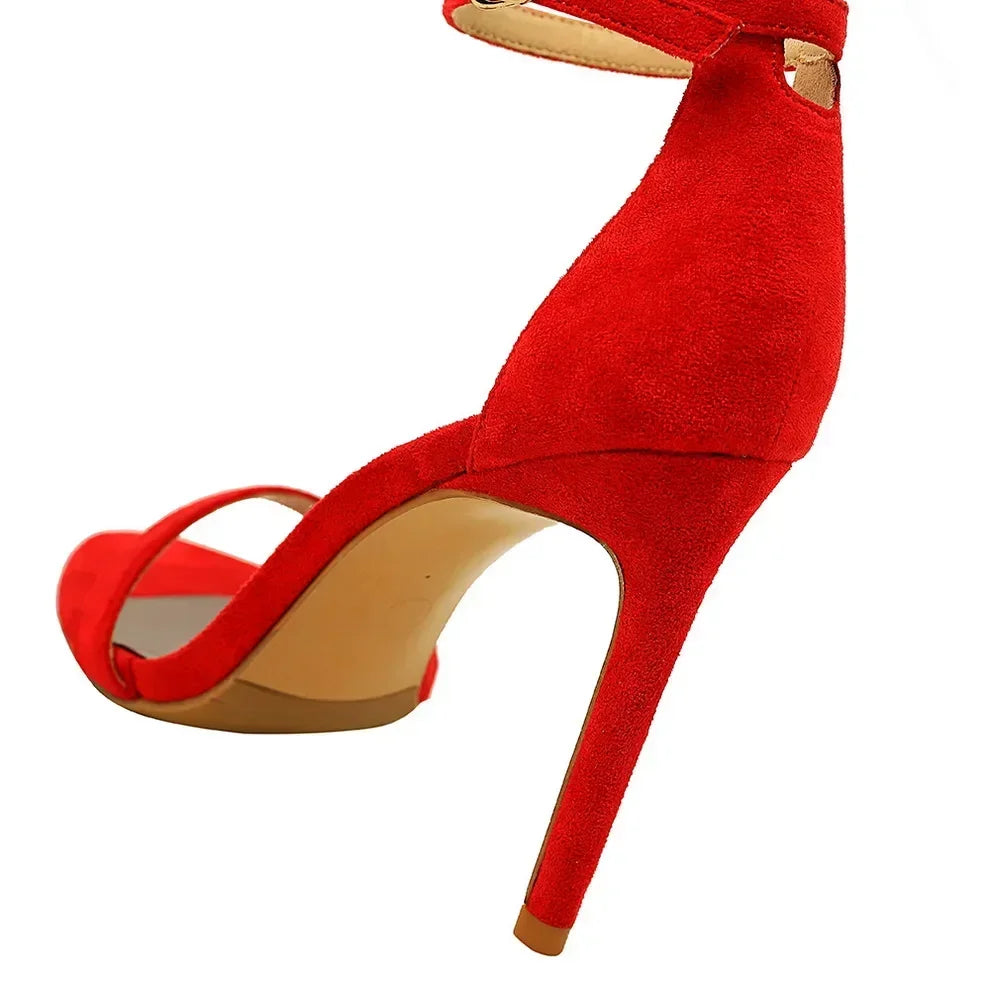 Women Sexy Club 10cm High Heels Stripper Gladiator Holiday Sandals Lady Daily Ankle Strappy Red Khaki Nightclub Dress Sandles