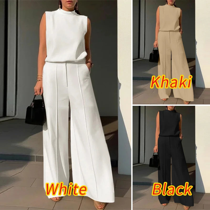 Elegant Chic Women's 2 Pieces Sets ZANZEA Woman 2025 Tracksuits Fashion 2pcs Outfits Suits Tank Tops and Wide Leg Pants Sets