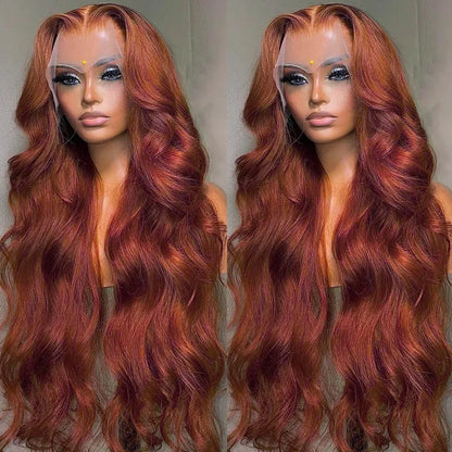 YKB 30 32 Inch Reddish Brown 13x6 HD Lace Frontal Wig Water Wave 13x4 HD Lace Front Colored Wigs Human Hair Brazilian Preplucked