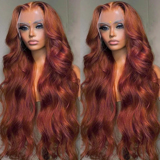 YKB 30 32 Inch Reddish Brown 13x6 HD Lace Frontal Wig Water Wave 13x4 HD Lace Front Colored Wigs Human Hair Brazilian Preplucked