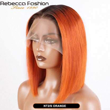 Colored Ombre Pink Bob T Part Lace Wigs Straight Human Hair Lace Front Wigs Pre Plucked Blonde Straight Lace Front Wigs