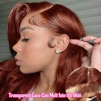 YKB 30 32 Inch Reddish Brown 13x6 HD Lace Frontal Wig Water Wave 13x4 HD Lace Front Colored Wigs Human Hair Brazilian Preplucked