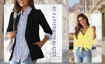 Women's Shirt Blouse Pink Striped classic Print,Button Long Sleeve Casual  No pockets Daily Basic Shirt 2025 Fall & Winter Tops
