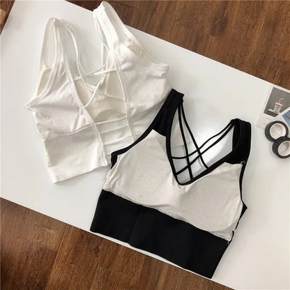 New Beauty Back Sports Bra Women Shockproof Sexy Breathable Athletic Fitness Running Gym Vest Sportswear Crop Push Up Top