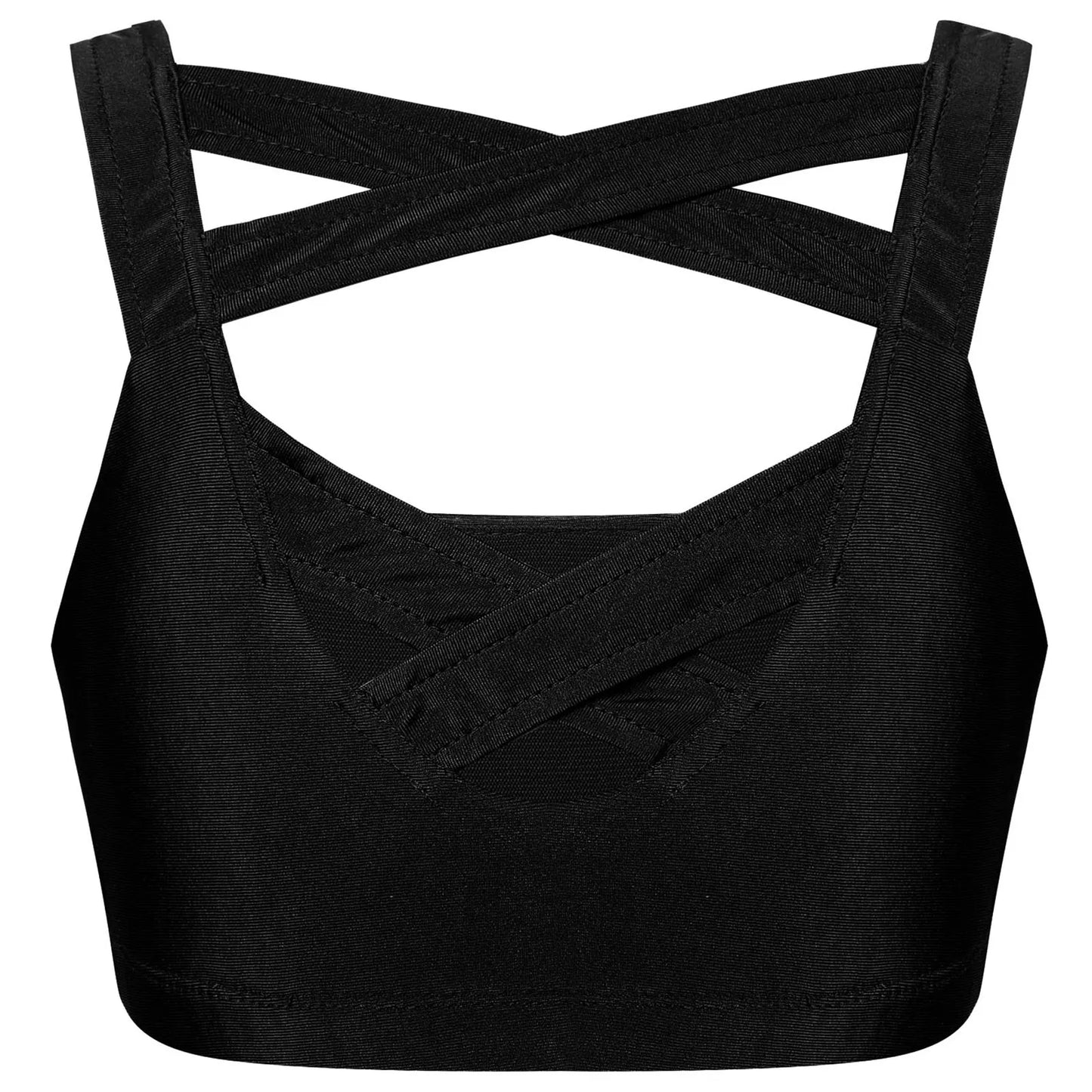 Kids Girls Stretchy Strappy Ballet Dance Sets Sleeveless Gymnastics Workout Crop Top with Shorts Set Girls Sports Dance Wear
