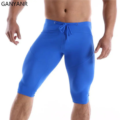 GANYANR Running Tights Men Compression Leggings Gym Sportswear Sexy Basketball Yoga Skins Sport Shorts Training Jogging Athletic