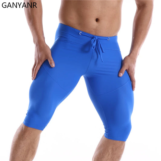 GANYANR Running Tights Men Compression Leggings Gym Sportswear Sexy Basketball Yoga Skins Sport Shorts Training Jogging Athletic