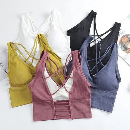 New Beauty Back Sports Bra Women Shockproof Sexy Breathable Athletic Fitness Running Gym Vest Sportswear Crop Push Up Top