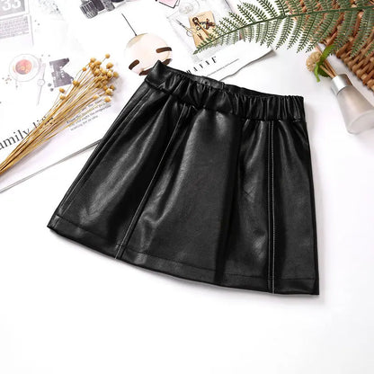 2025 new spring autumn Girls Kids leather PU zipper skirt comfortable cute baby Clothes Children Clothing