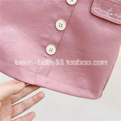 2025 new spring autumn Girls Kids leather PU zipper skirt comfortable cute baby Clothes Children Clothing