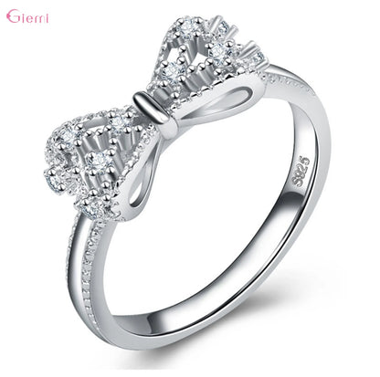 Women's 925 Sterling Silver Bowknot Zirconia Ring