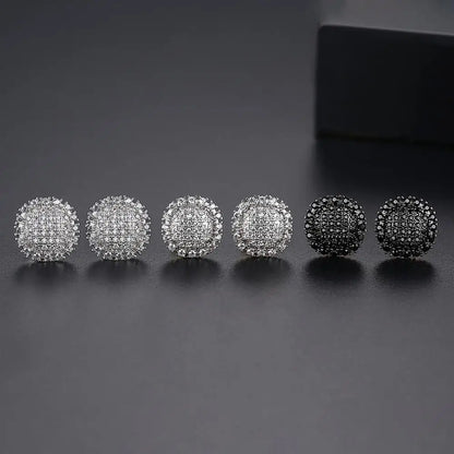 3 Colors Hip Hop CZ Stone Bling Iced Out Round Stud Earrings Cubic Zirconia Earring for Women Men Hiphop Rappy Jewelry Rose Gold