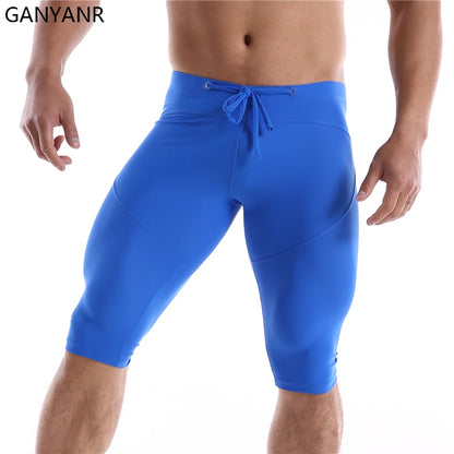 GANYANR Running Tights Men Compression Leggings Gym Sportswear Sexy Basketball Yoga Skins Sport Shorts Training Jogging Athletic