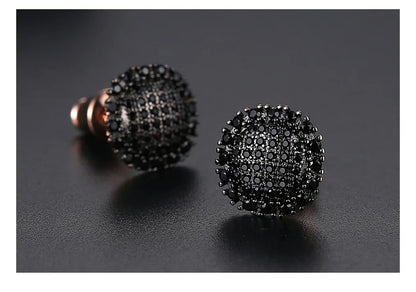 3 Colors Hip Hop CZ Stone Bling Iced Out Round Stud Earrings Cubic Zirconia Earring for Women Men Hiphop Rappy Jewelry Rose Gold