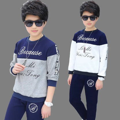 2025 Boys clothes sport suit casual sets spring letter child kids tracksuit t-shirt top and long pant 4 5 6 7 8 9 10 11 12 year