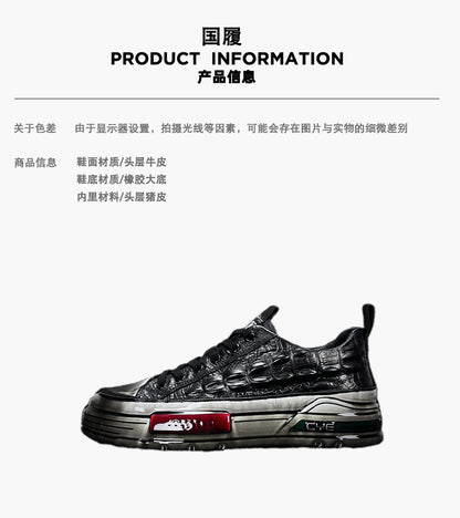European Station Autumn and Winter Epoxy Crocodile Pattern Casual Board Shoes