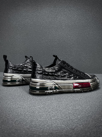 European Station Autumn and Winter Epoxy Crocodile Pattern Casual Board Shoes