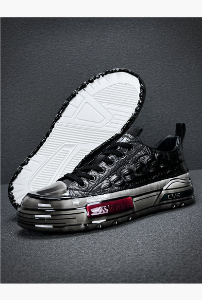 European Station Autumn and Winter Epoxy Crocodile Pattern Casual Board Shoes