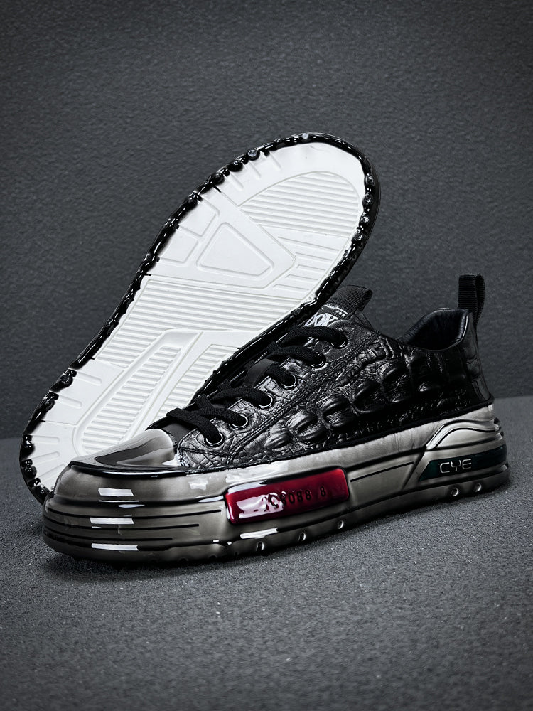 European Station Autumn and Winter Epoxy Crocodile Pattern Casual Board Shoes