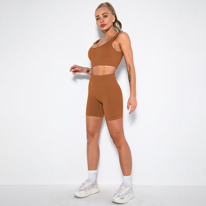 WAREBALL 2PCS Women Yoga Set Gym Set Sexy Bra Seamless Sports Shorts Workout Running Clothing Gym Wear Athletic Sport Suit