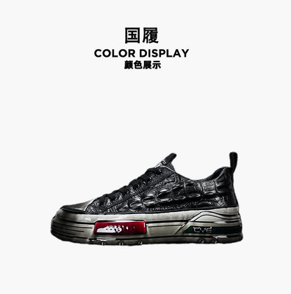 European Station Autumn and Winter Epoxy Crocodile Pattern Casual Board Shoes