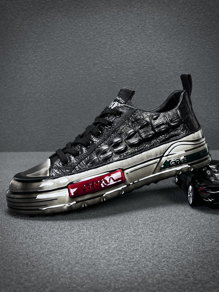 European Station Autumn and Winter Epoxy Crocodile Pattern Casual Board Shoes
