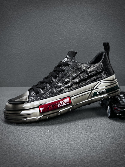 European Station Autumn and Winter Epoxy Crocodile Pattern Casual Board Shoes