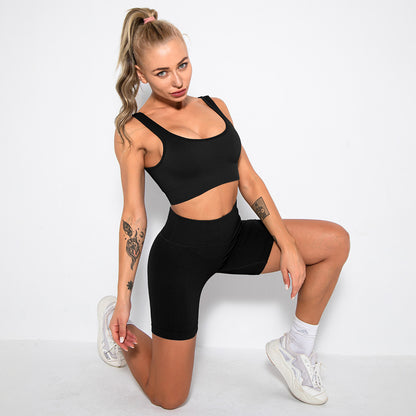WAREBALL 2PCS Women Yoga Set Gym Set Sexy Bra Seamless Sports Shorts Workout Running Clothing Gym Wear Athletic Sport Suit