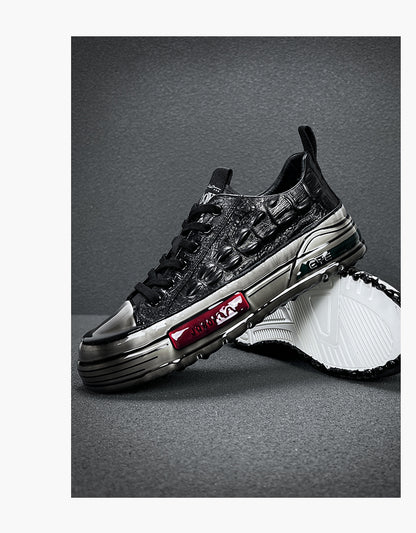European Station Autumn and Winter Epoxy Crocodile Pattern Casual Board Shoes