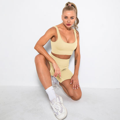 WAREBALL 2PCS Women Yoga Set Gym Set Sexy Bra Seamless Sports Shorts Workout Running Clothing Gym Wear Athletic Sport Suit