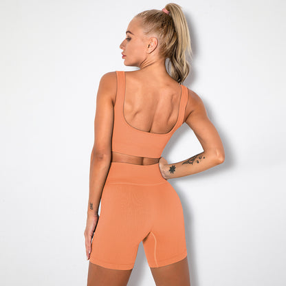 WAREBALL 2PCS Women Yoga Set Gym Set Sexy Bra Seamless Sports Shorts Workout Running Clothing Gym Wear Athletic Sport Suit