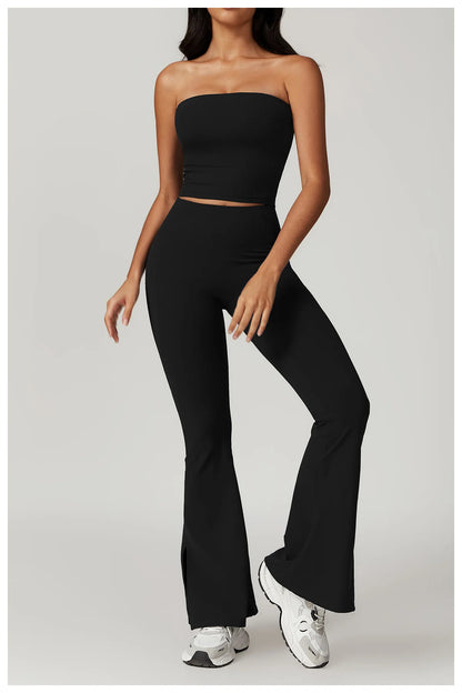 Women's Clothes 2pcs Gym Yoga Suit Sports Set Workout Tracksuit Breathable Sexy Bra Fitness Bell-bottoms Leggings Athletic Wear